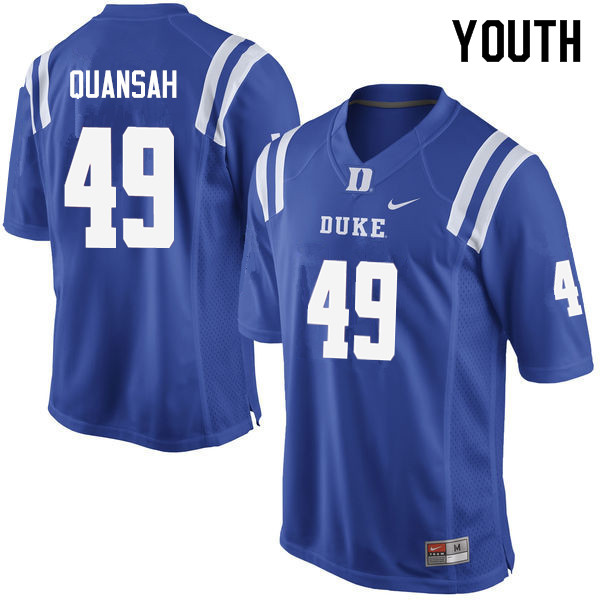 Youth #49 Koby Quansah Duke Blue Devils College Football Jerseys Sale-Blue - Click Image to Close